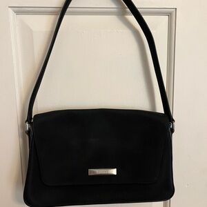 Vintage Esprit Black Shoulder Bag with Branded Plaque